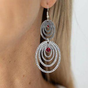 Cosmic Twirl Red Earrings